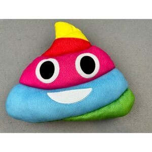 Rainbow‎ Poop Emoji Pillow Throw Small Decor 13" Wide